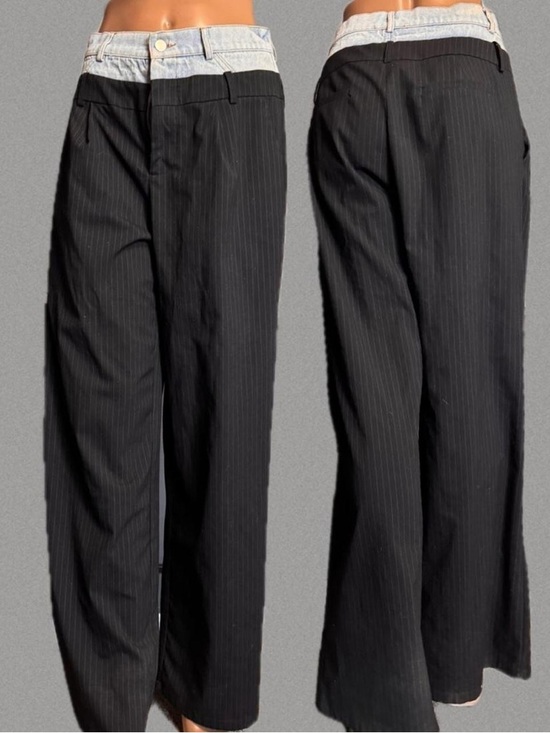 Mimosa Pants - Mimosa Layered Denim / Pinstripe Dress Pants